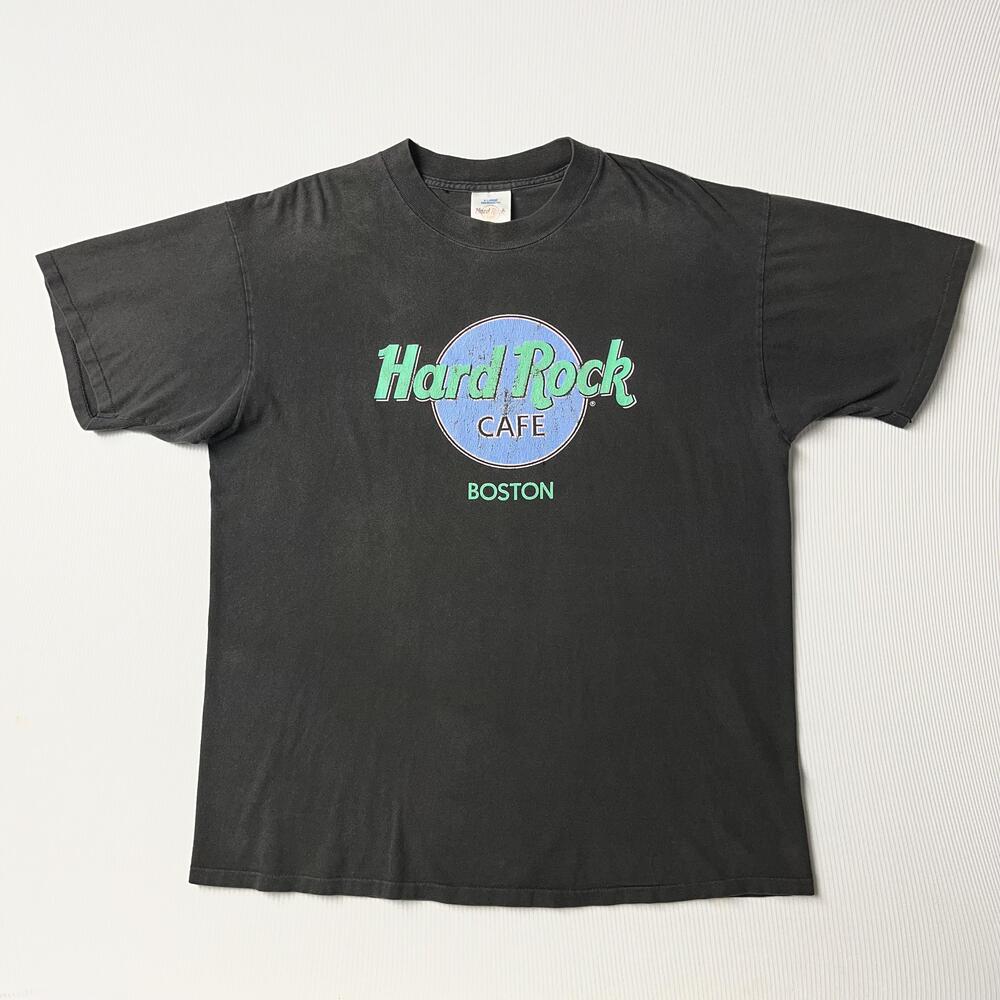 Vintage Hard Rock Cafe Shirt Mens XL Black Boston Logo Graphic Tee USA 90s